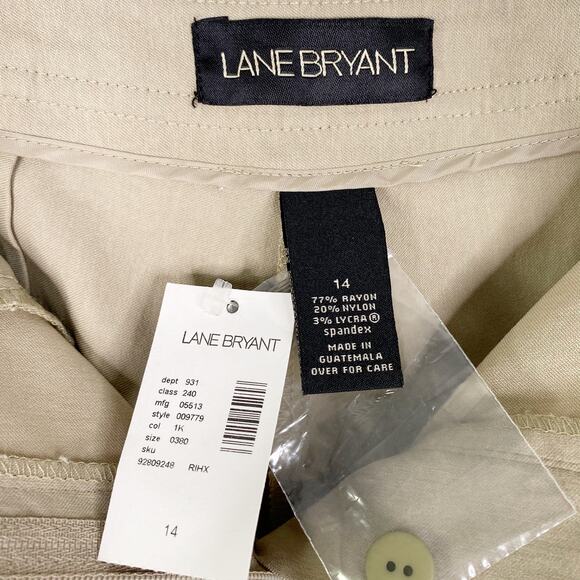 Lane Bryant Crop Pants 14 Tan Khaki Stretch New - Picture 8 of 10
